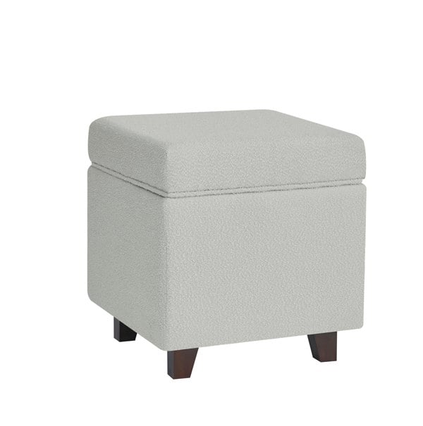 Luxury Living Boucle Fabric Square Ottoman Footstool with Storage - Grey