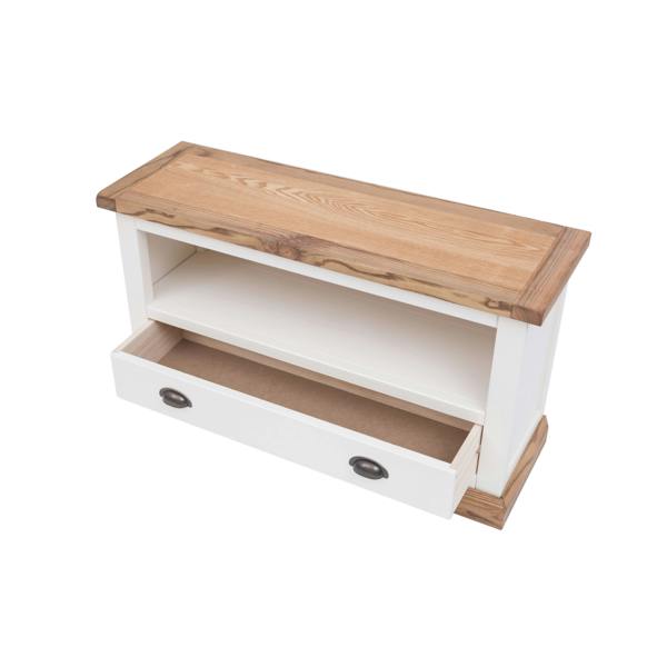 Cabinet Bits Tropea Off White 1 Drawer TV Cabinet Brass Cup Handle