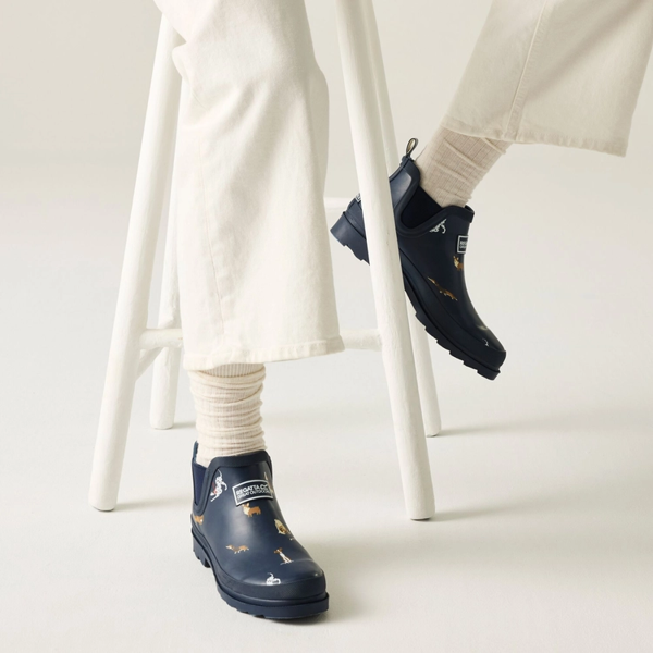 Regatta Womens Harper Dog Print Low Wellington Boots - Navy
