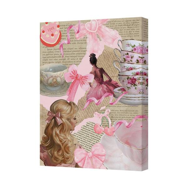 Benjamin Tate Design Pink Ballet Ballerina Collage Canvas Wall Art Decor