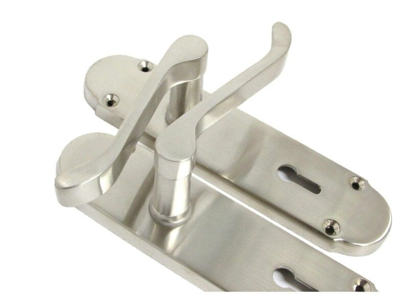EDH Door Hardware Epsom Satin Nickel Internal Door Handle Set on 170mm Back Plate