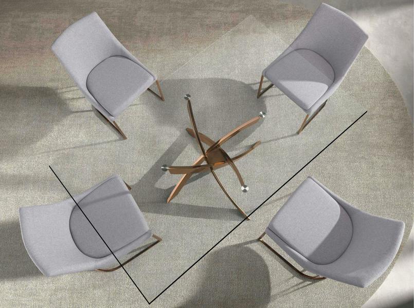 Angel Cerdá Rectangular dining table in tempered glass and pink steel 1169