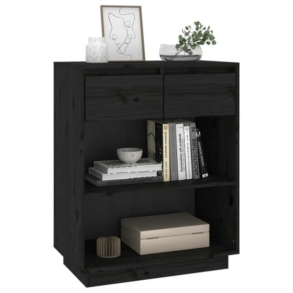 Berkfield Console Cabinet Black 60x34x75 cm Solid Wood Pine