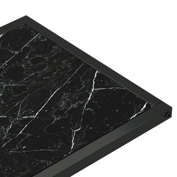 Berkfield Computer Side Table Black Marble 50x35x65 cm Tempered Glass