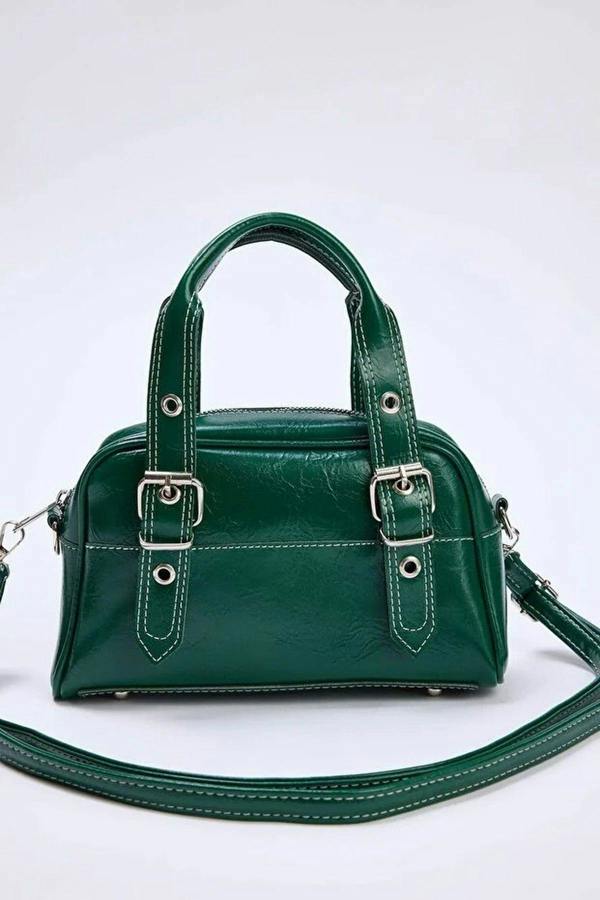 WOVCOR Women's Bowling Mini City Hand and Shoulder Bag with Contrast Stitching