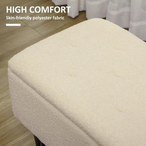 Wyld Haus Nevano Boucle Cream Storage Ottoman Teddy Fleece