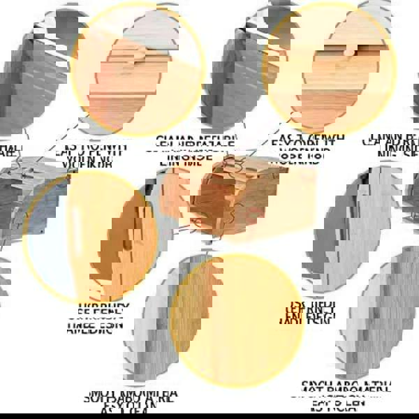 MANTRARAJ Bamboo Bread Bin Storage Counter Top Roll Top Bread Box Space Saving Roll-Top Breadbin for Countertop Store