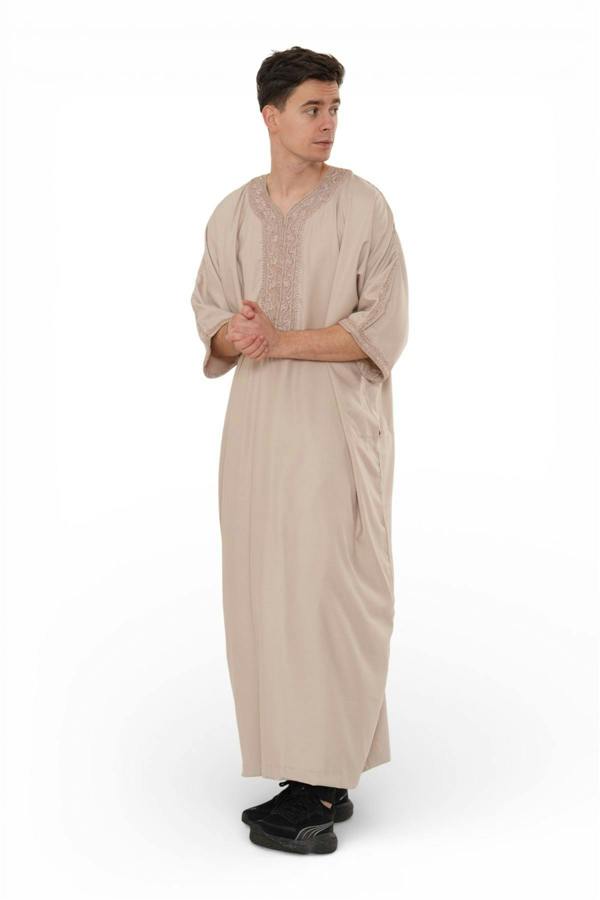 Infinity Leather Men's Moroccan Thobe Robe Djellaba Gandoura Eid Jubba- HM66