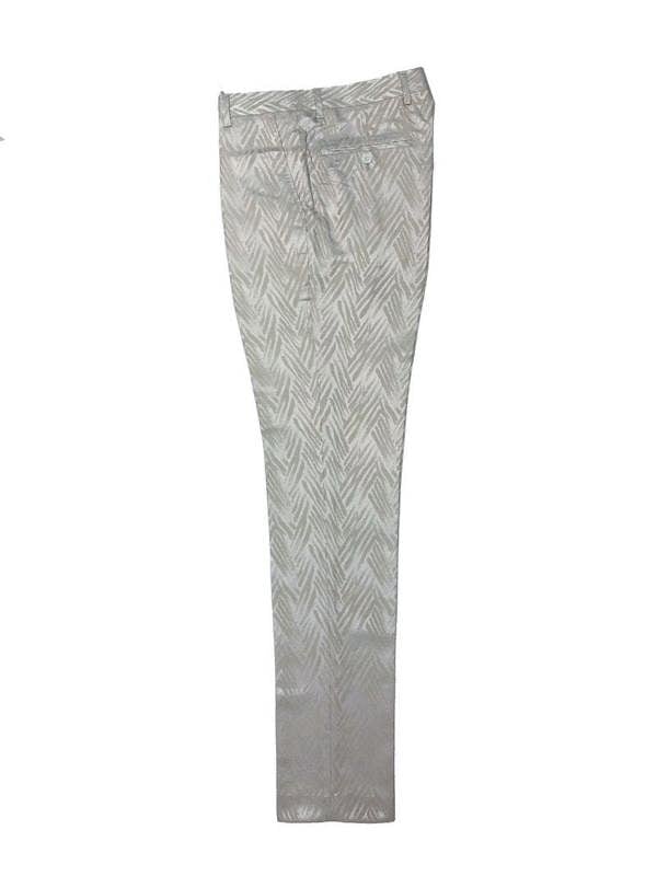 Chevron champagne shawl lapel double breasted trousers - Pamoni