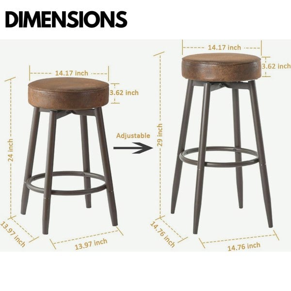 Rafaelo Mobilia Set Of 2 Adjustable Swivel Brown Stools