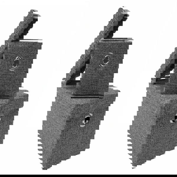 JVL Chroma Rectangular Lidded Fabric Storage Baskets for Home Organisation, Set of 2, Grey