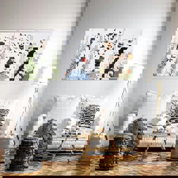 Canvas Pictures For Living Room | Set of 3 Boho Women Wall art Prints