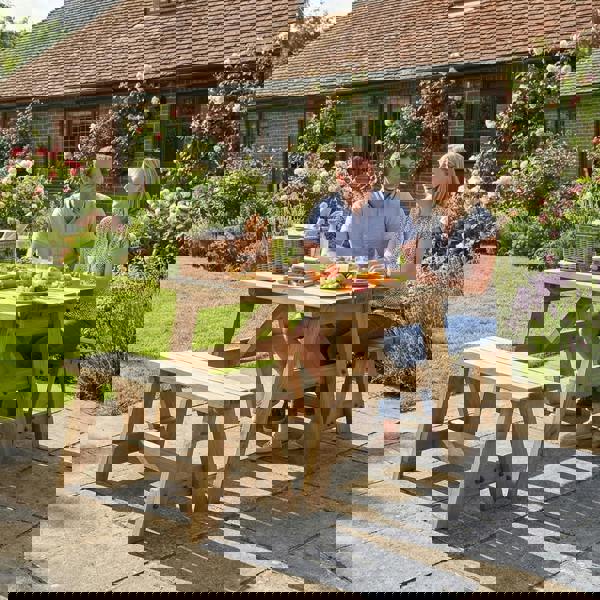 Arbor Garden Solutions Victoria Picnic Table and Benches Set - Rustic Finish