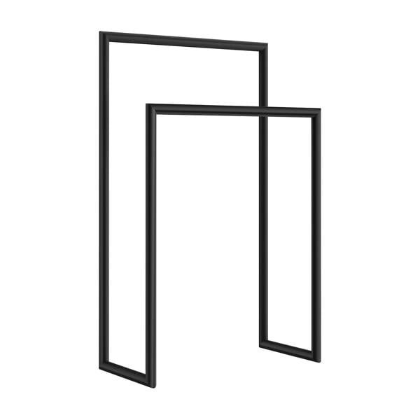 Matt black freestanding double towel rail