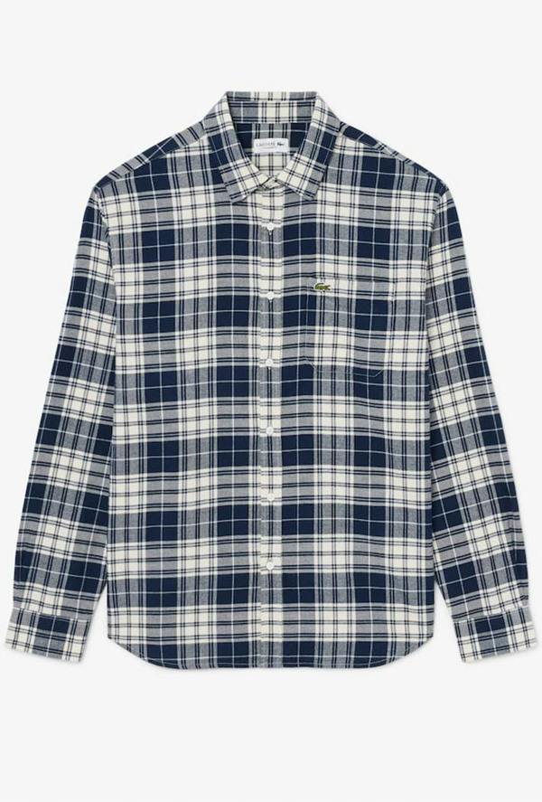 Lacoste Regular Fit Plaid Flannel Shirt - Navy