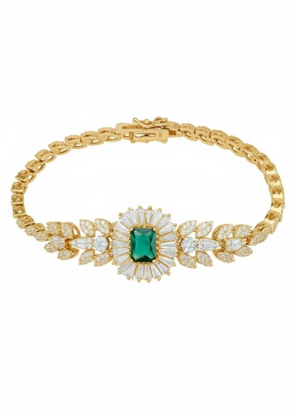 Latelita Countess Gemstone Bracelet Emerald Gold