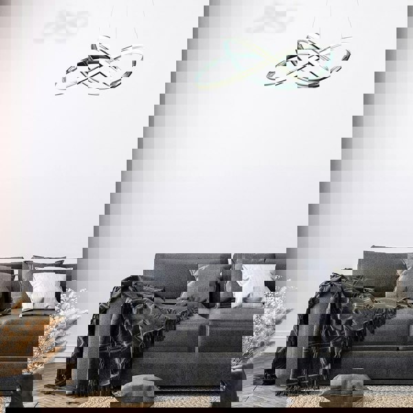 Milagro Cappio Chrome LED Pendant Lamp 36W(130W) Stunning Designer Hanging Ceiling Light With Elegant Chrome Curves