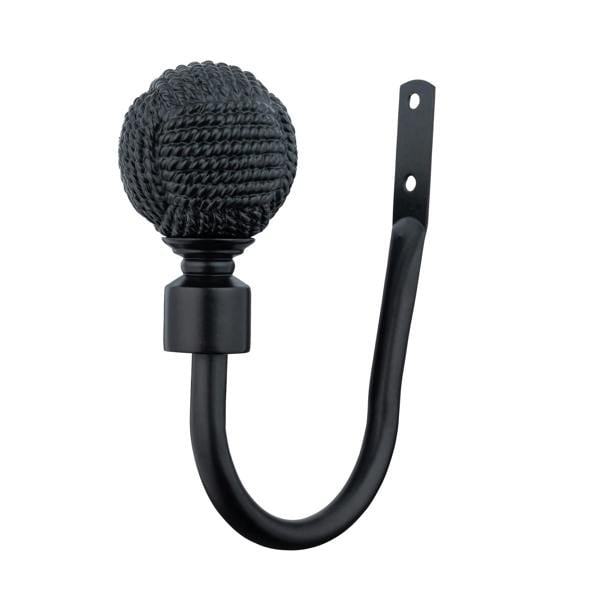 A.Unique Home Pair of Knotted Ball Metal Holdbacks (Pair of Holdbacks) - Matte Black