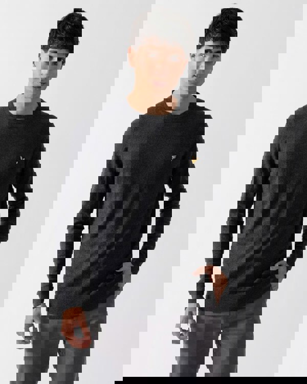 Lyle & Scott Cotton Merino Mens Crew Neck Jumper - 398 Charcoal Marl