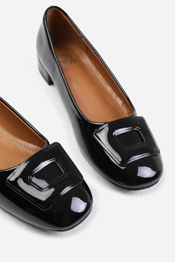 Where's That From Andorra Wide Fit Flat Ballerina Pump in Black Patent