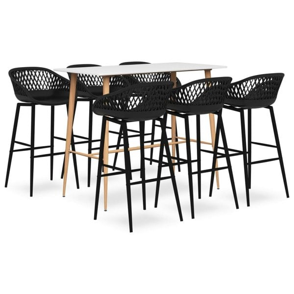 Berkfield 7 Piece Bar Set White and Black