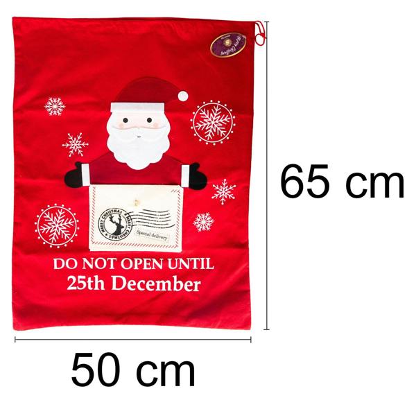 5cm Red Felt Christmas Sack with Santa Special Delivery Design, Letter Pocket and Drawstring Closure image 2