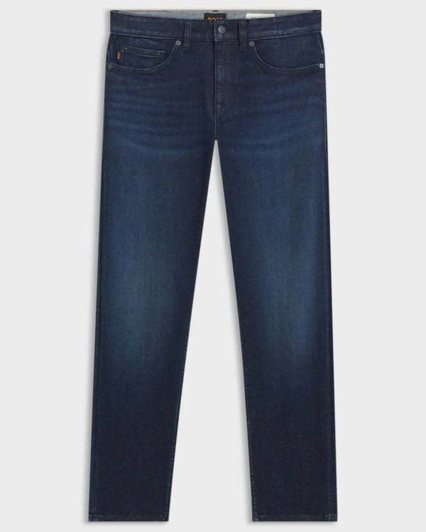 BOSS Orange Delaware Mens Slim-Fit Jeans in Stretch Denim  - Dark Blue 407 - CHO - Designer Mens Jeans