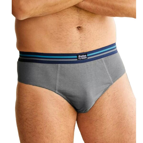 Atlas For Men Mens Comfort Briefs (Pack of 3) - Blue/Grey/Navy Blue