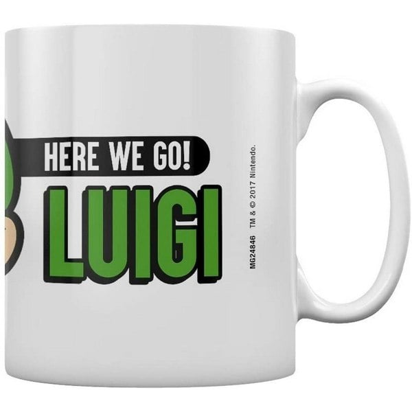 Super Mario Here We Go Luigi Mug - White/Black/Green