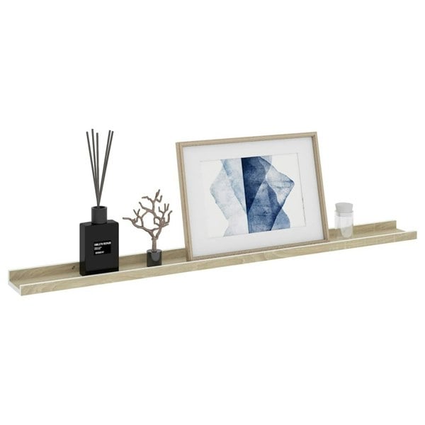Berkfield Wall Shelves 4 pcs White and Sonoma Oak 100x9x3 cm