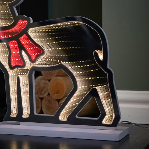 Samuel Alexander 40cm Light up Reindeer Christmas Infinity Light with Red and Warm White LEDs