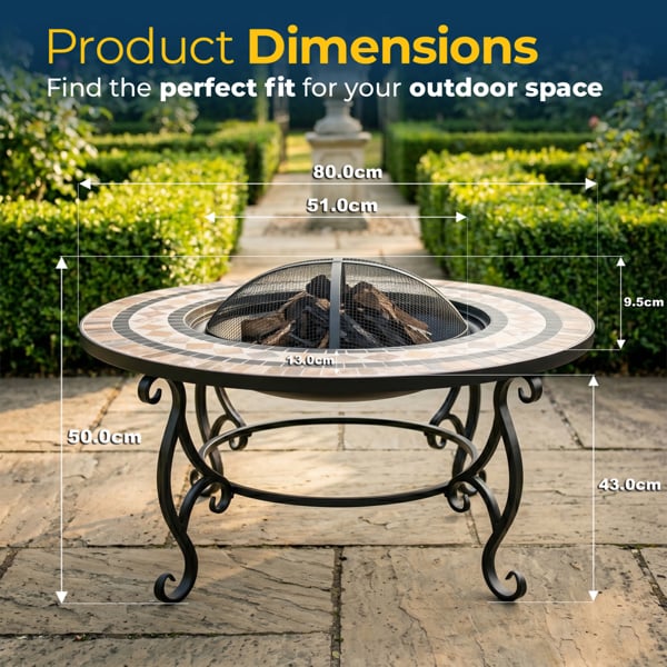 Homeology BELUGA Opulent Garden and Patio Planter, Heater Fire Pit Brazier, Coffee Table, Barbecue and Ice Bucket - Marble Finish