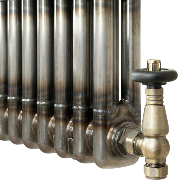 Traditional 2 Column Radiator & Valves - 600 x 1460mm - Raw Metal