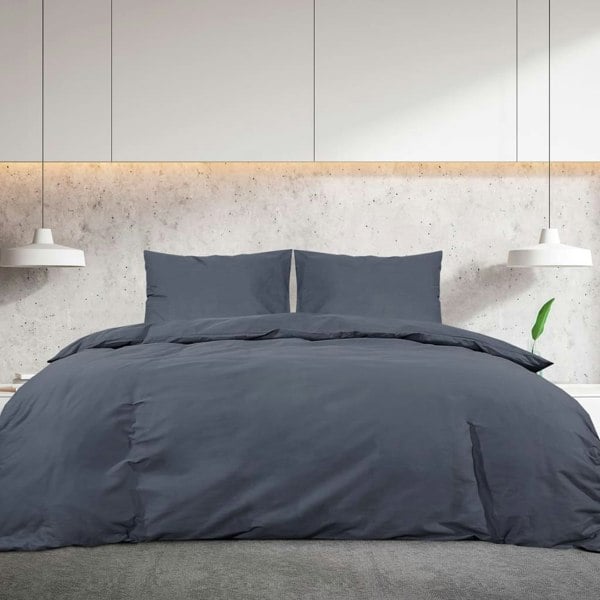 Berkfield Duvet Cover Set Anthracite 240x220 cm Light-weight Microfiber