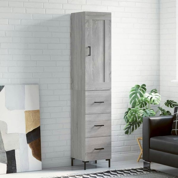 Berkfield Highboard Grey Sonoma 34.5x34x180 cm Engineered Wood