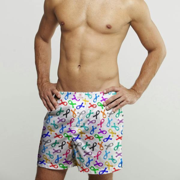 CANCER RIBBON COTTON POPLIN PRINT BOXER SHORTS - Premium Men's Patterned Shirt by Claudio Lugli | Bold Design, Tailored Fit, Best Printed Shirts