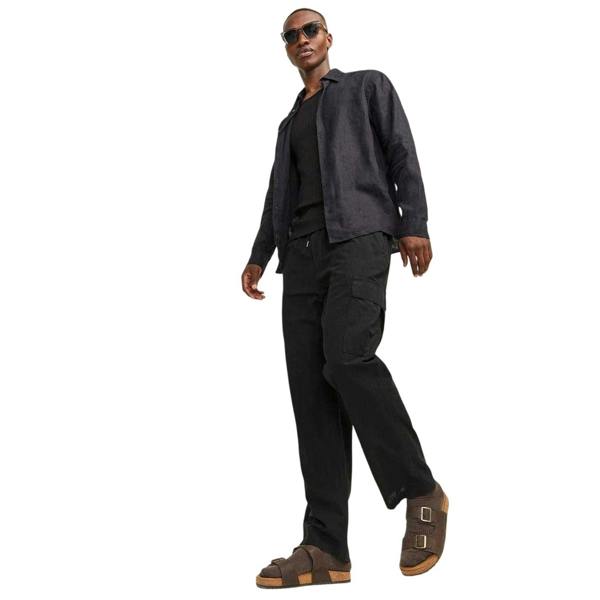 Jack And Jones Mens Karl Combat Loose Fit Cargo Trousers - Black - 