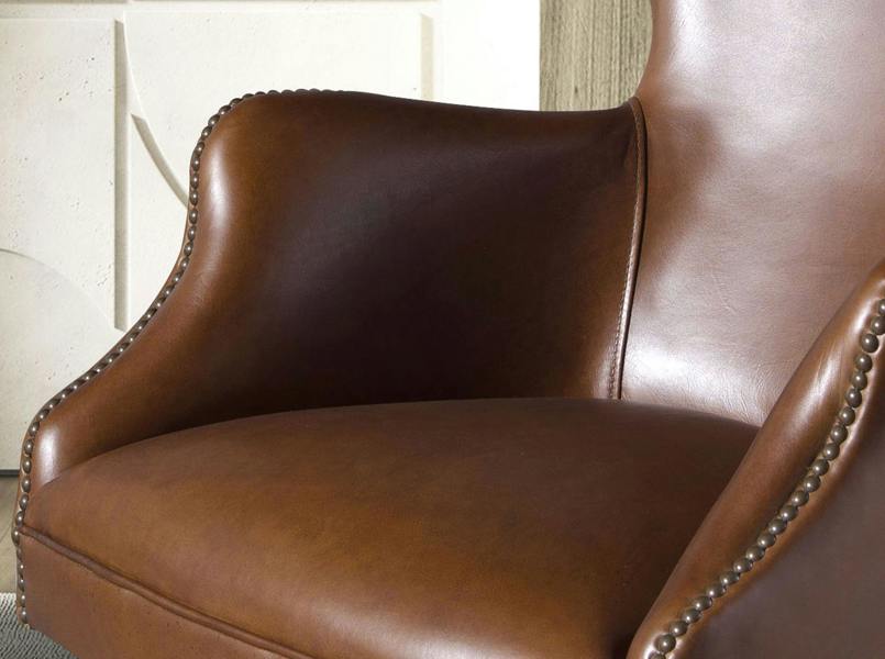 Angel Cerdá Swivel armchair dark brown leather 4166