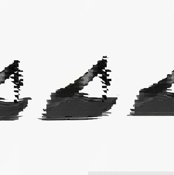 FitFlop FINO BEADIE-BUTTON Womens Toe Post Sandals Metallic Black