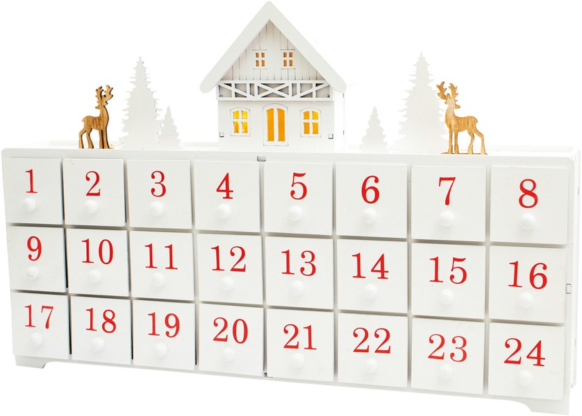 St Helens Christmas WHITE WOODEN ADVENT CALENDAR