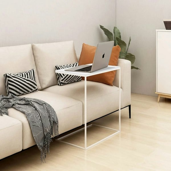 Berkfield Side Table White 55x35x66 cm Engineered Wood