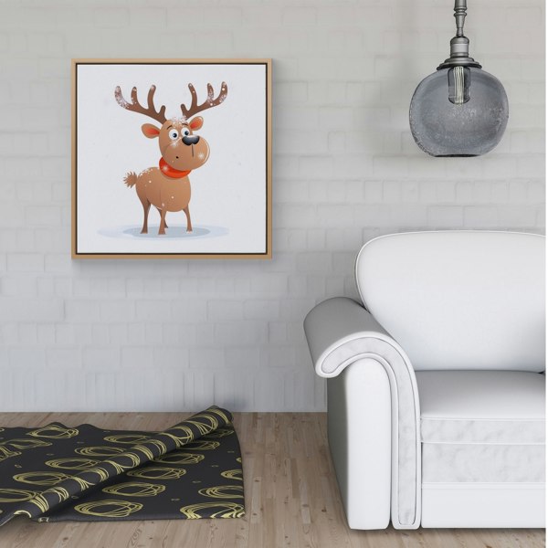 Warren Reed Reindeer In A Scarf Framed Canvas