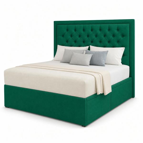 Great British Beds Princess Divan Bed - Green Plush