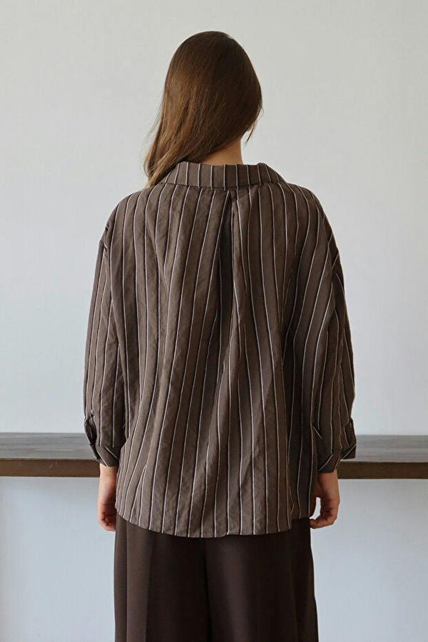 WOVCOR Striped Oversize Textured Shirt