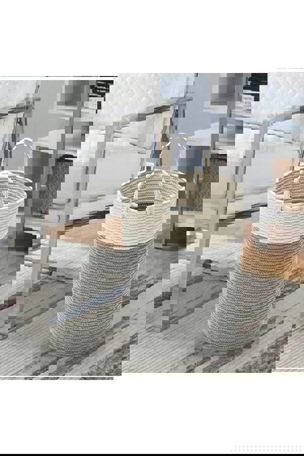 Living and Home 63L Woven Cotton Thread Laundry Clothes Hamper Basket Baby Kids Toys Storage with Handlers 50cm H