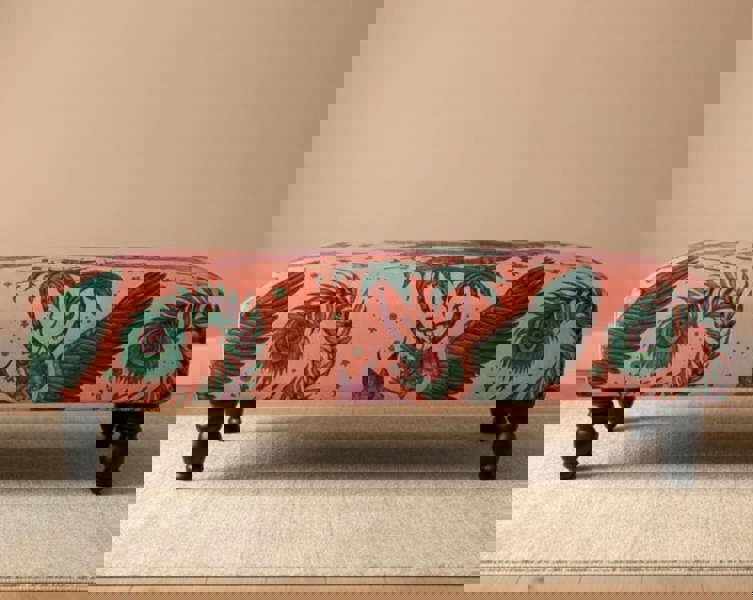 ISTOOLS Lynx Printed Fabric Footstool – Stylish Handmade Ottoman & Footrest for Home Décor