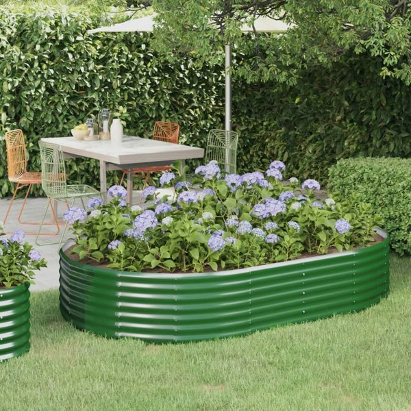 Berkfield Garden Raised Bed Powder-coated Steel 214x140x36 cm Green