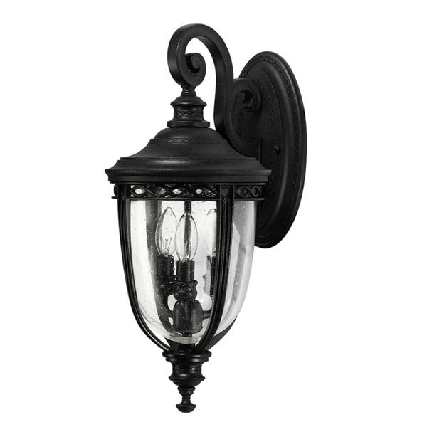 Outdoor IP44 3 Bulb Wall Light Sconce Black LED E14 60W Bulb External d00710 Loops