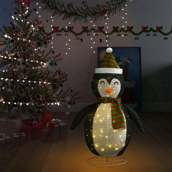 Berkfield Decorative Christmas Snow Penguin Figure LED Luxury Fabric 120cm
