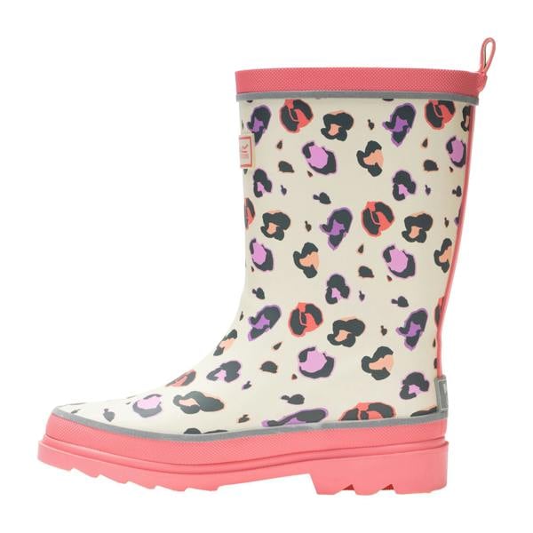 Regatta Childrens/Kids Foxfire Leopard Print Reflective Wellington Boots - Light Vanilla/Pop - 